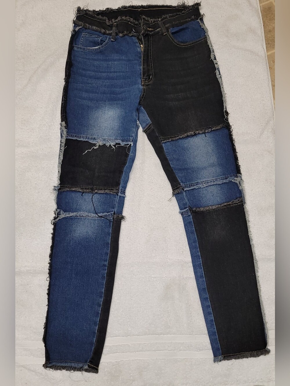 Womens Jean- Size Medium(4-6) Two-Tone Patchwork Distressed